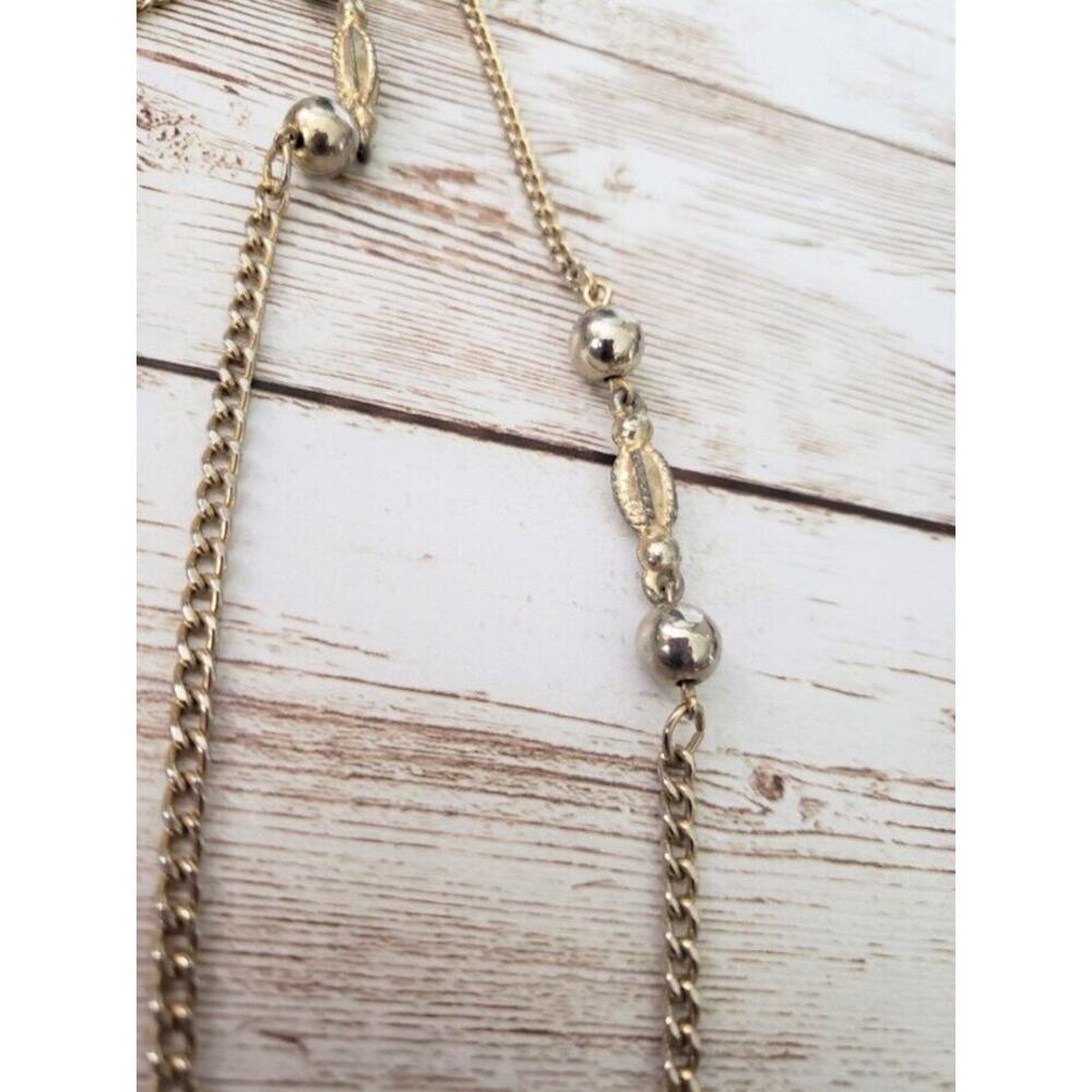 Vintage Necklace - Long Gold Tone Can Be Layered Statement Necklace - Picture 5 of 6